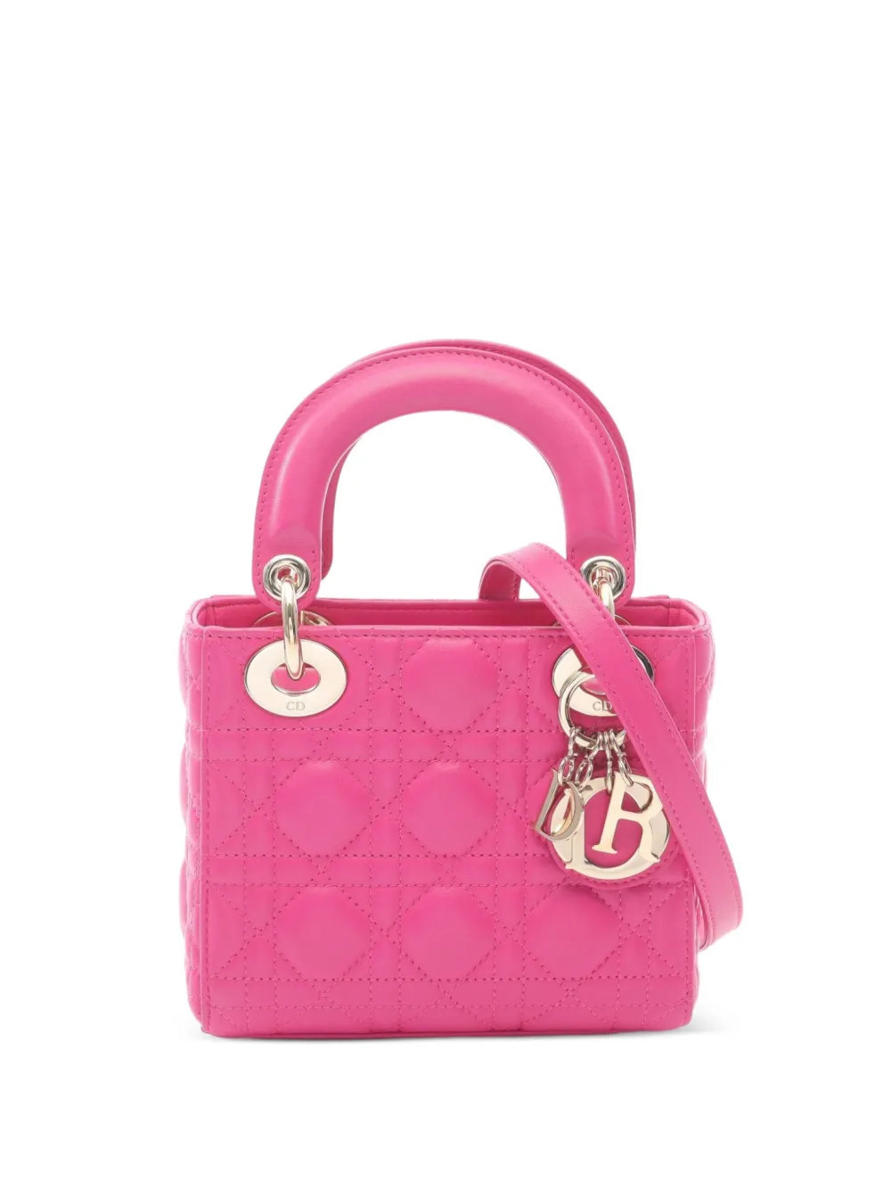 Christian Dior Pre-Owned 2010s mini Lady Dior canage-quilting handbag - Pink | Farfetch Global