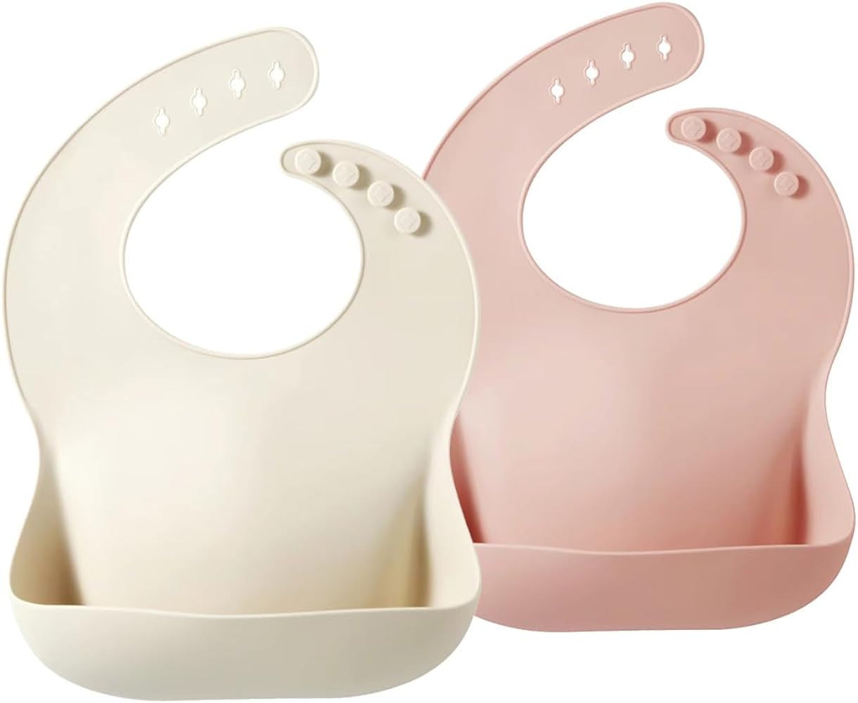 PandaEar 2 Pack Silicone Baby Bibs for Girls, Waterproof Silicone Bibs with Food Catcher, Thick A... | Amazon (US)