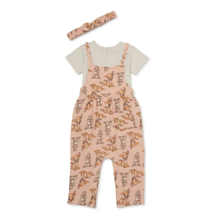 Bambi Baby Girls Romper Set, 3-Piece, Sizes 0/3M-24M | Walmart (US)