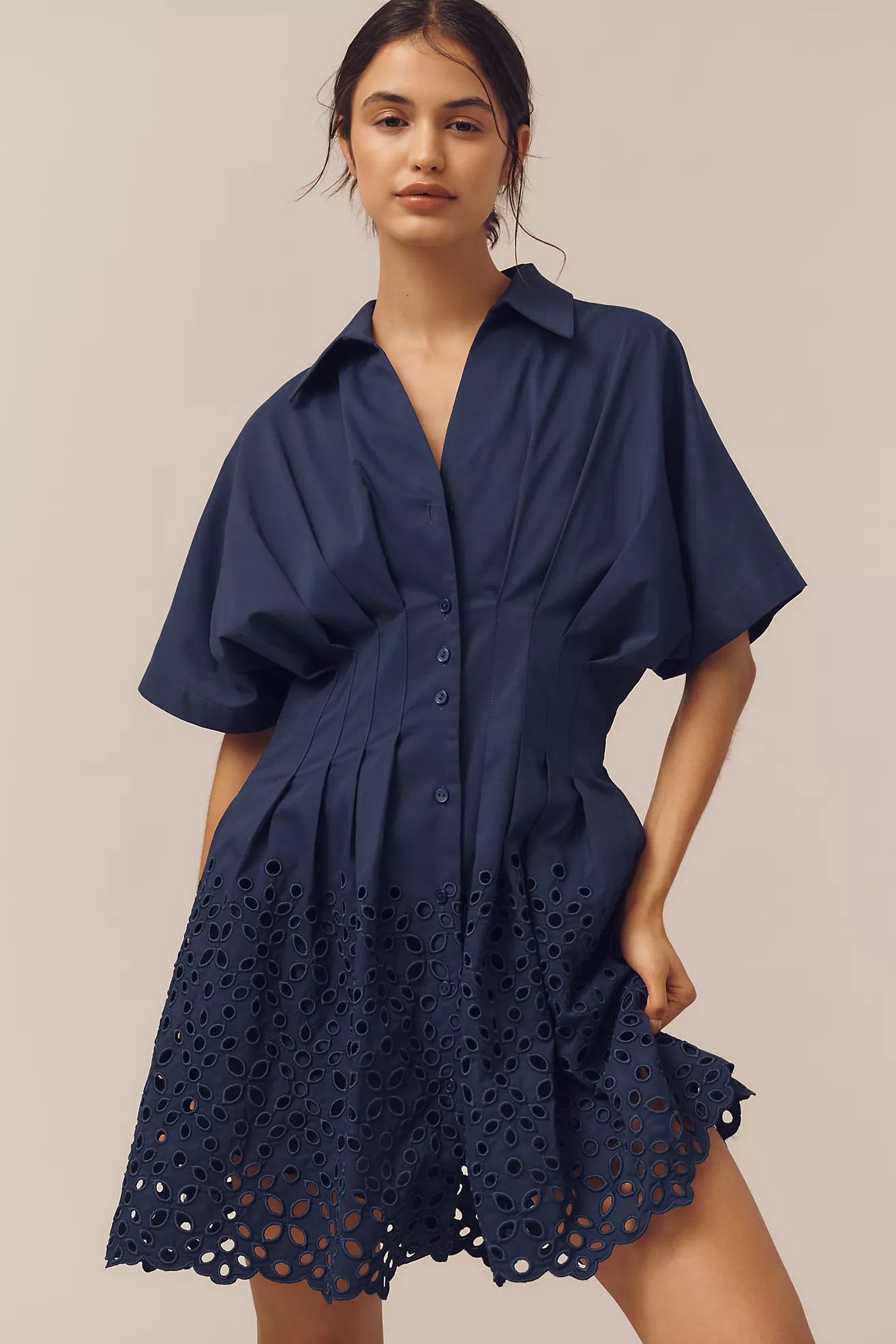 The Tobie Button-Front Pleated Shirt Dress by Exquise: Mini Edition | Anthropologie (US)