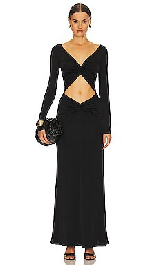 L'Academie Ava Ruched Maxi Dress in Black from Revolve.com | Revolve Clothing (Global)