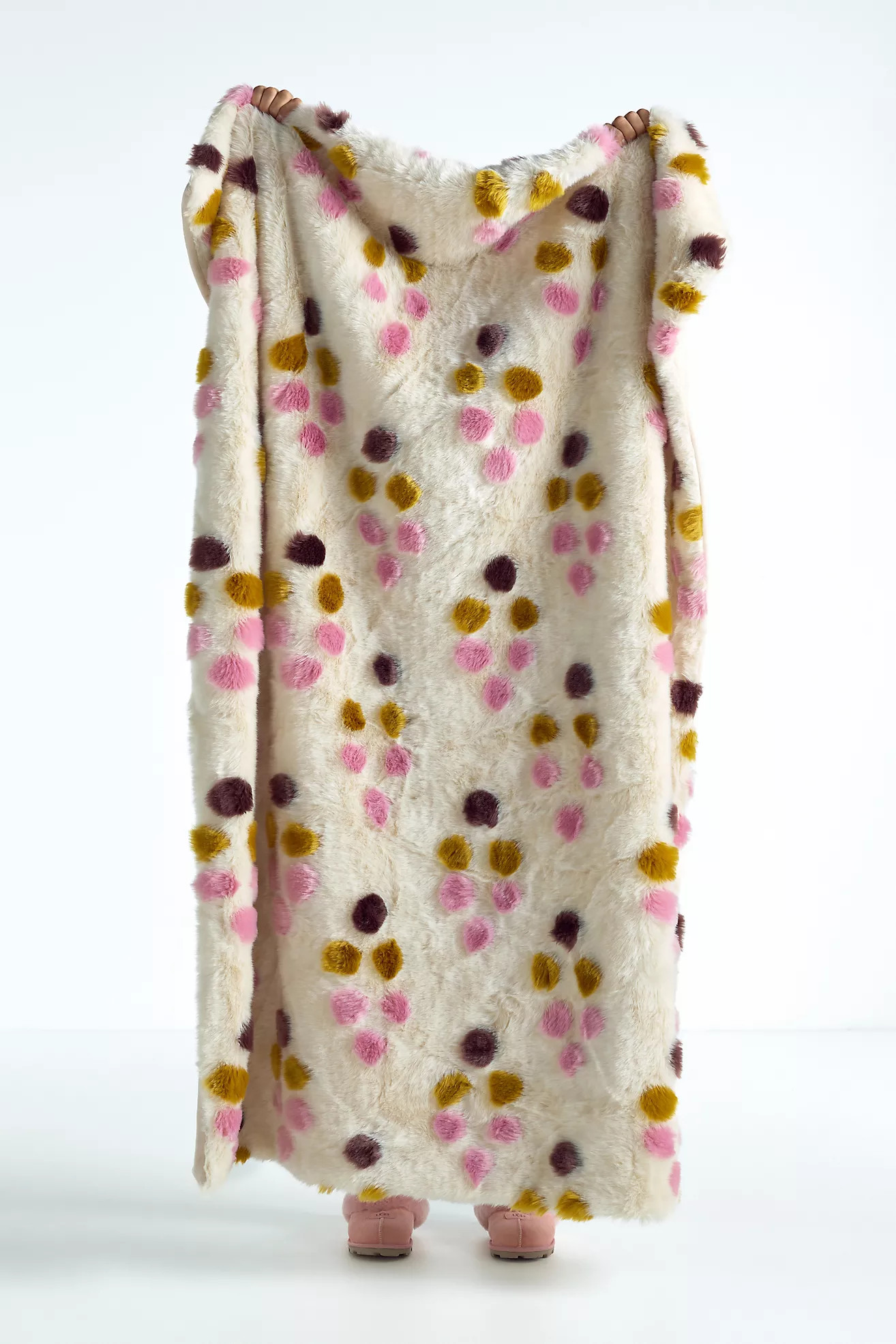 Dottie Jacquard Patterned Faux-Fur Throw Blanket | Anthropologie (US)