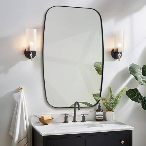 ANDY STAR 32x48 Black Bathroom Mirror, Oblong Vanity Mirror with Stainless Steel Metal Frame, Matte Black Oval Mirror for Over Sink, Modern Anti Rust Wall Mounted | Amazon (US)