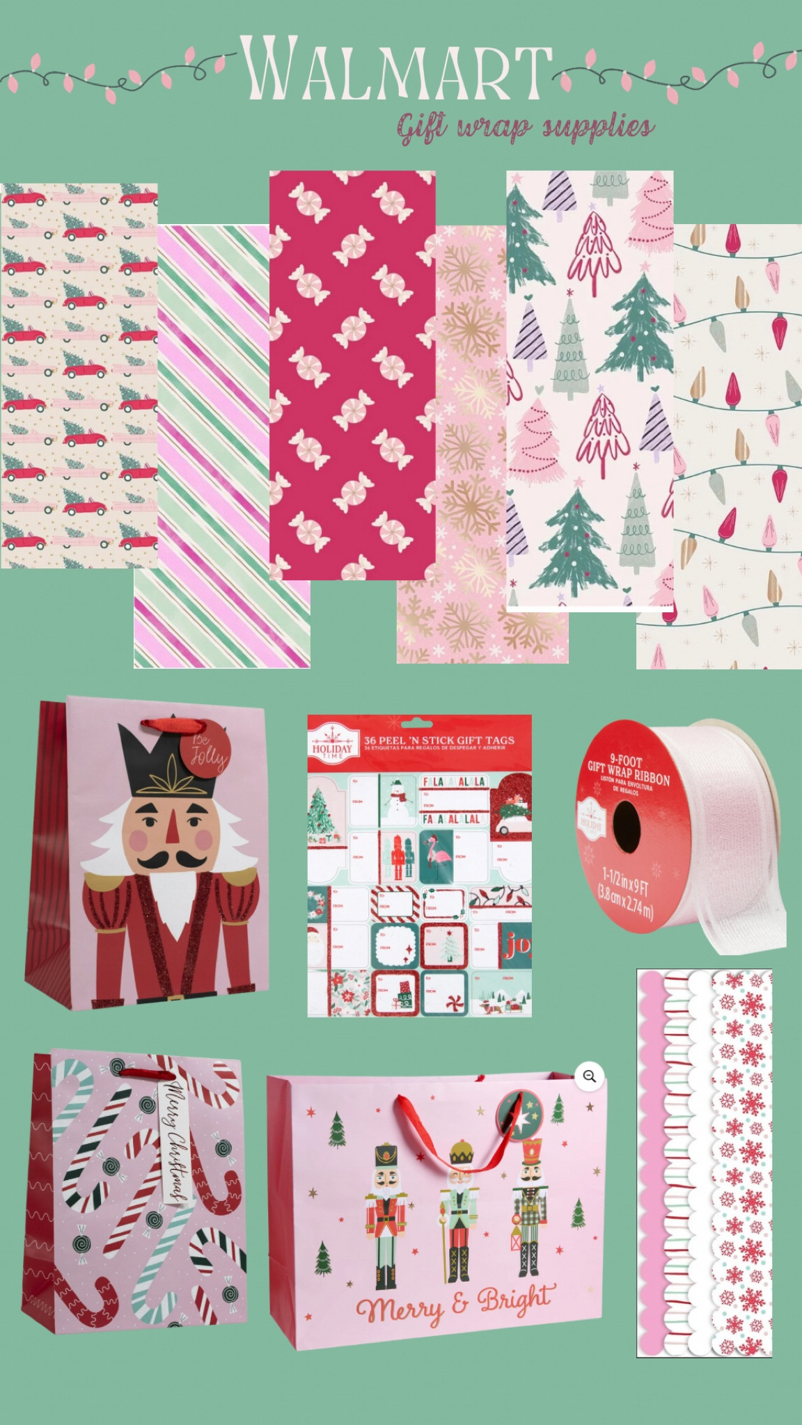 Girly gift wrap supplies at Walmart. 

#LTKHome #LTKHoliday #LTKStyleTip