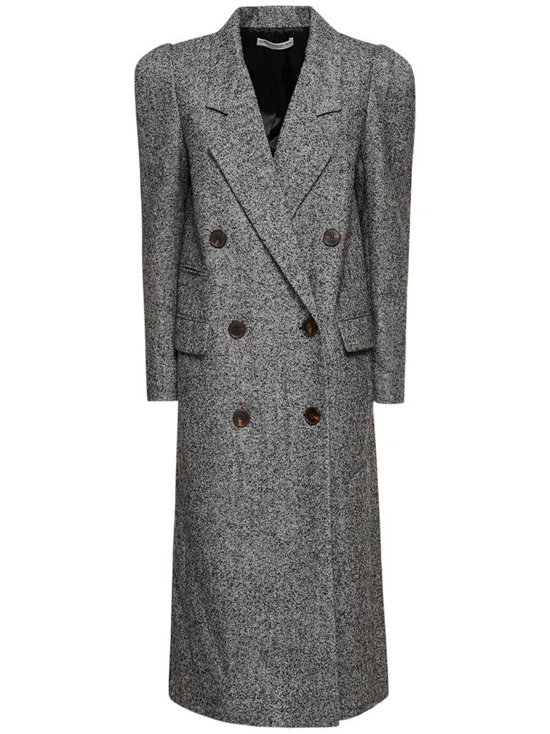 Oversize herringbone tweed long coat - Alessandra Rich - Women | Luisaviaroma | Luisaviaroma
