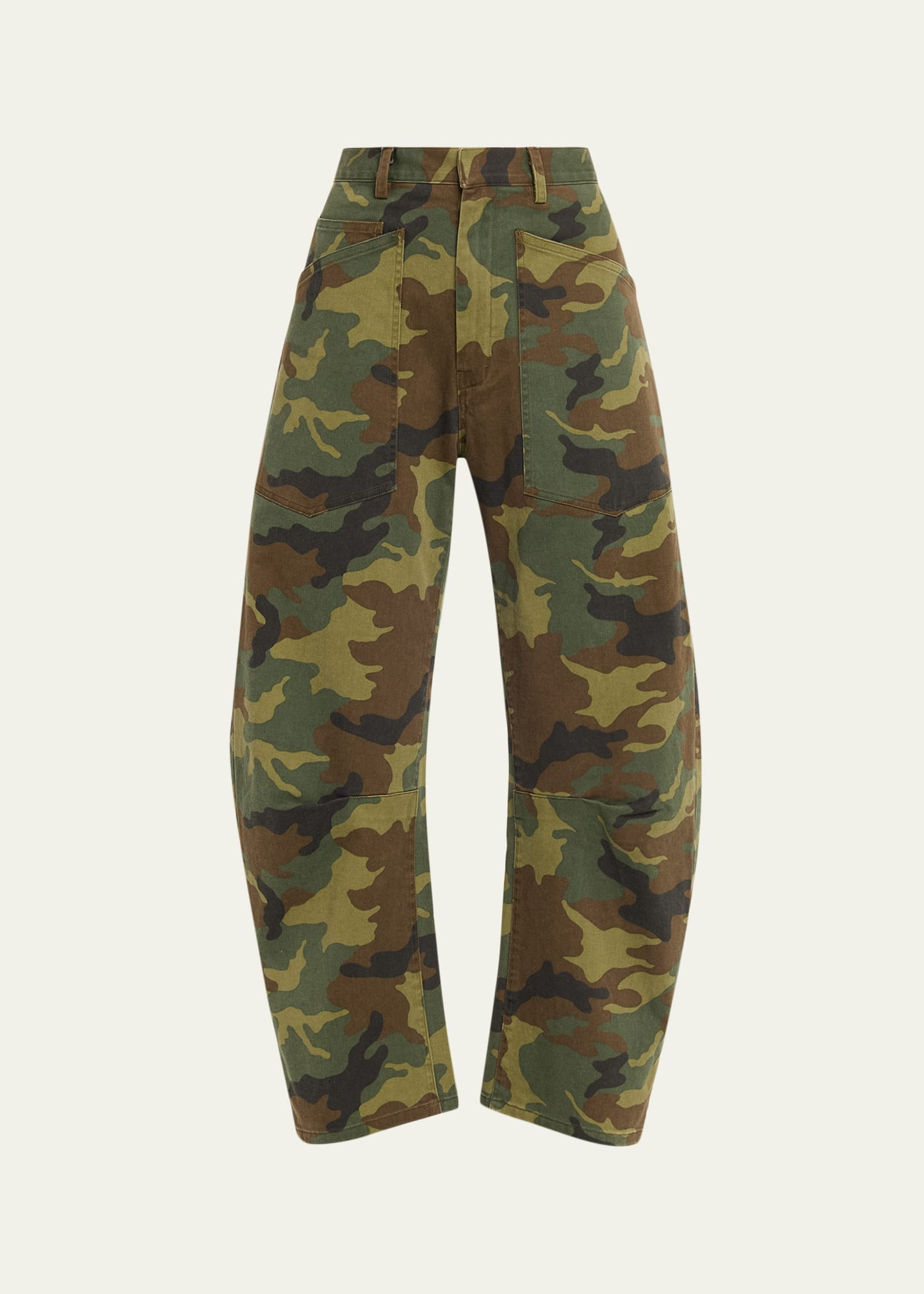 Nili Lotan Shon Camo-Print Barrel-Leg Ankle Pants | Bergdorf Goodman