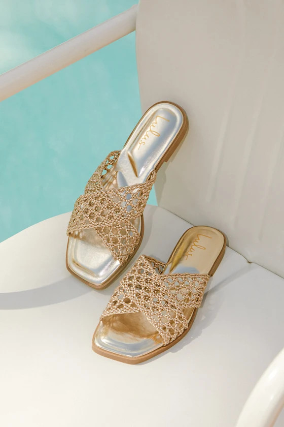 Indicate Gold Woven Slide Sandals | Lulus