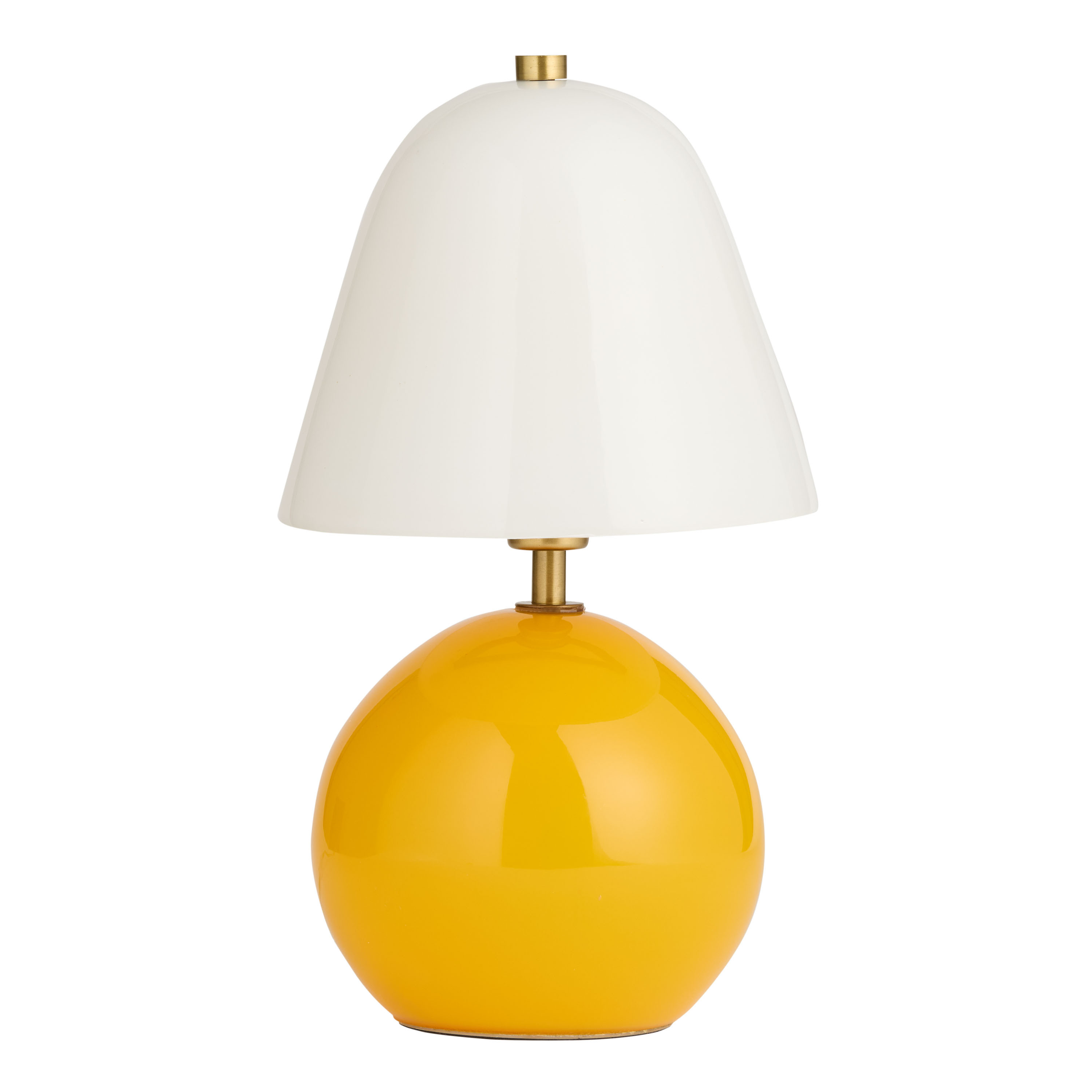 Yellow and White Blown Glass Orb Bell Shade Table Lamp | World Market
