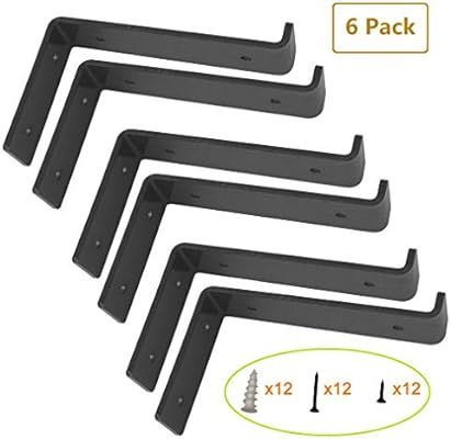Shelf Brackets 6 Inch Lip Brackets for Shelves, Heavy Duty Industrial Forged Steel Rustic Floatin... | Amazon (US)