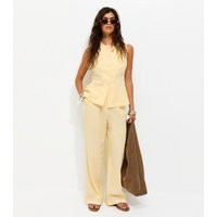 Women's Light Yellow Linen Rich Tailored Trousers New Look | New Look (UK)