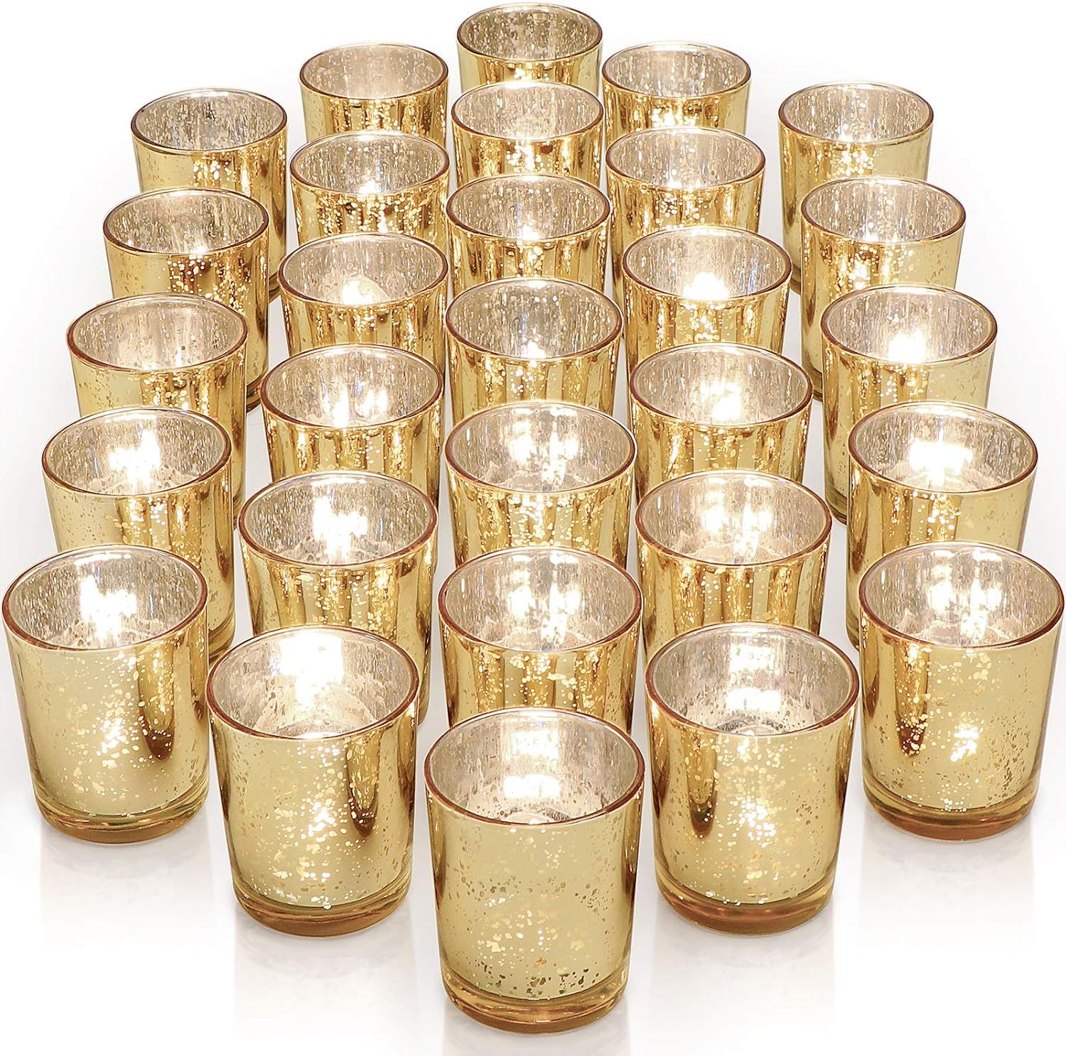 Amazon.com: LETINE Gold Votive Candle Holders Set of 36 - Speckled Mercury Gold Glass Candle Hold... | Amazon (US)