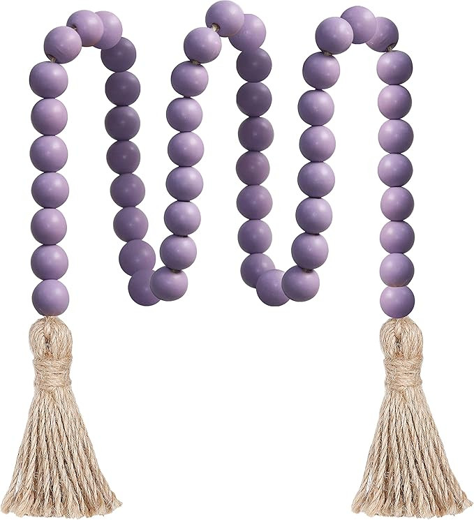 Meplait 39in Wood Bead Garland Farmhouse with Tassels,Versatile Prayer Beads Boho Chic Wall Hangi... | Amazon (US)