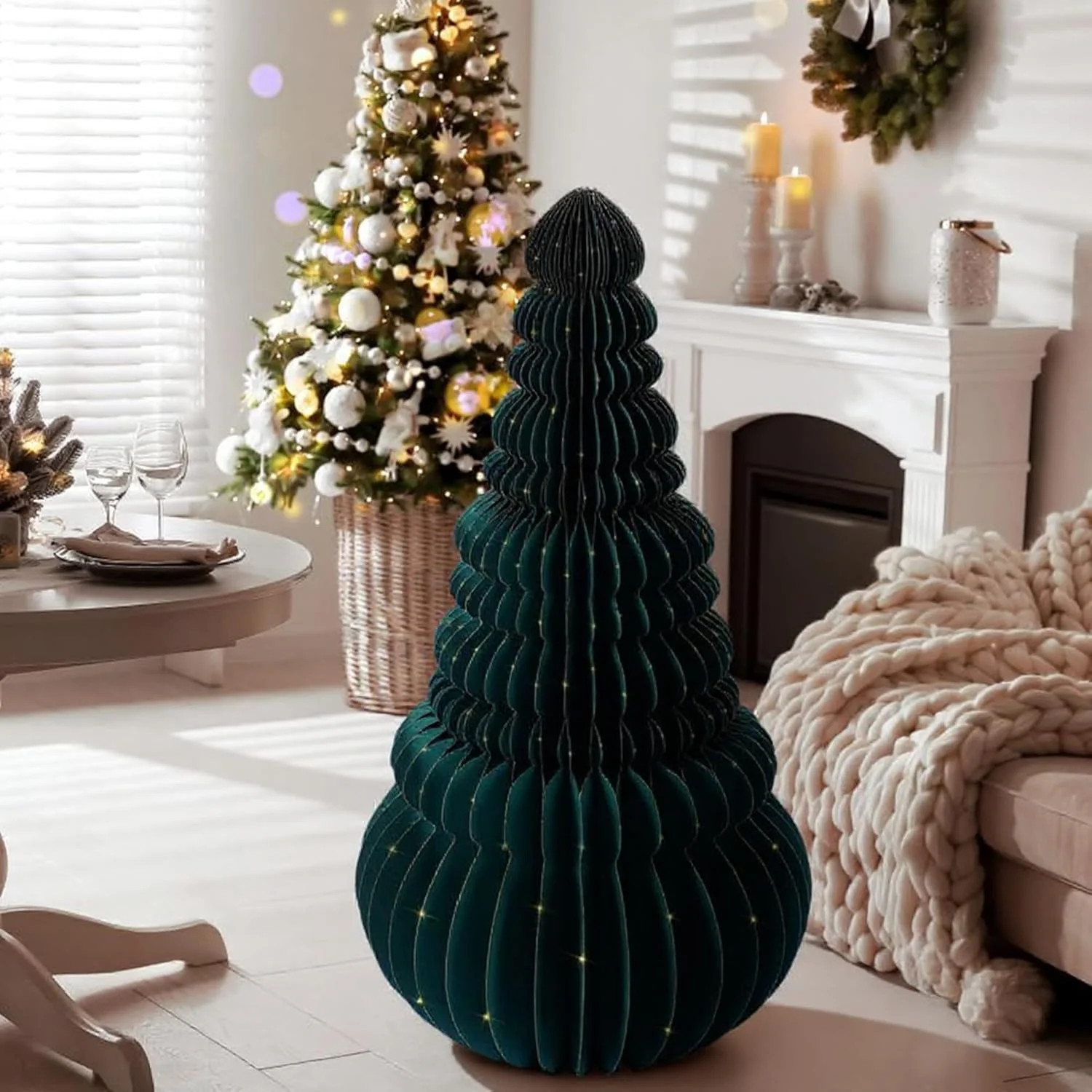 Modern Christmas Decorations 3 FT Honeycomb Paper Christmas Trees Boho Large Folding Paper Tree T... | Walmart (US)