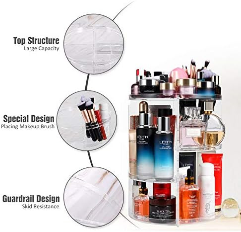 Makeup Organizer 360 Degree Rotating Large Capacity Cosmetic Storage Box 7 Layers Adjustable Shelf H | Amazon (US)