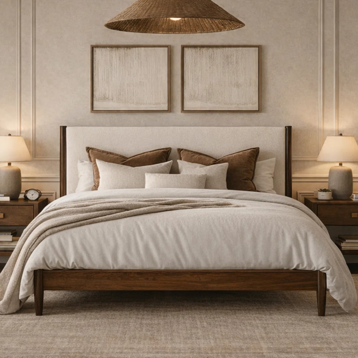 Besan Solid Wood Boucle Upholstered Headboard Bed Frame | Wayfair North America