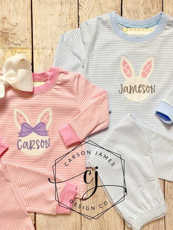 Monogram Easter Pajamas for Baby Toddler Kids Brother Sister Sibling Matching Easter Bunny Easter... | Etsy (US)