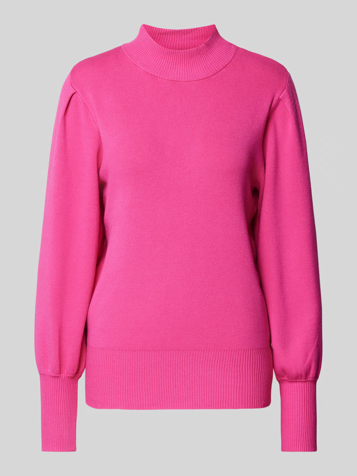 Gebreide pullover met opstaande kraag, model 'FONNY' in felroze | Peek & Cloppenburg NL