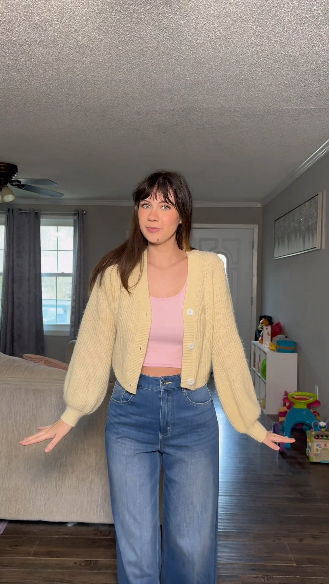 Cute and easy spring outfit inspo with butter yellow and pink! These jeans are also super comfy and stretchy - size down! 

#LTKootd #LTKmomlife #LTKgrwm