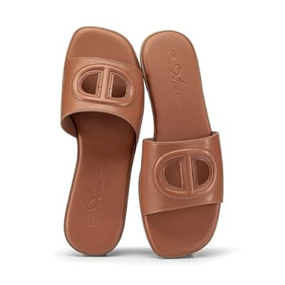 Athlefit Women's Flat Sandals Square Open Toe Comfortable Slip On Summer Beach Slide Sa… | Amazon (US)