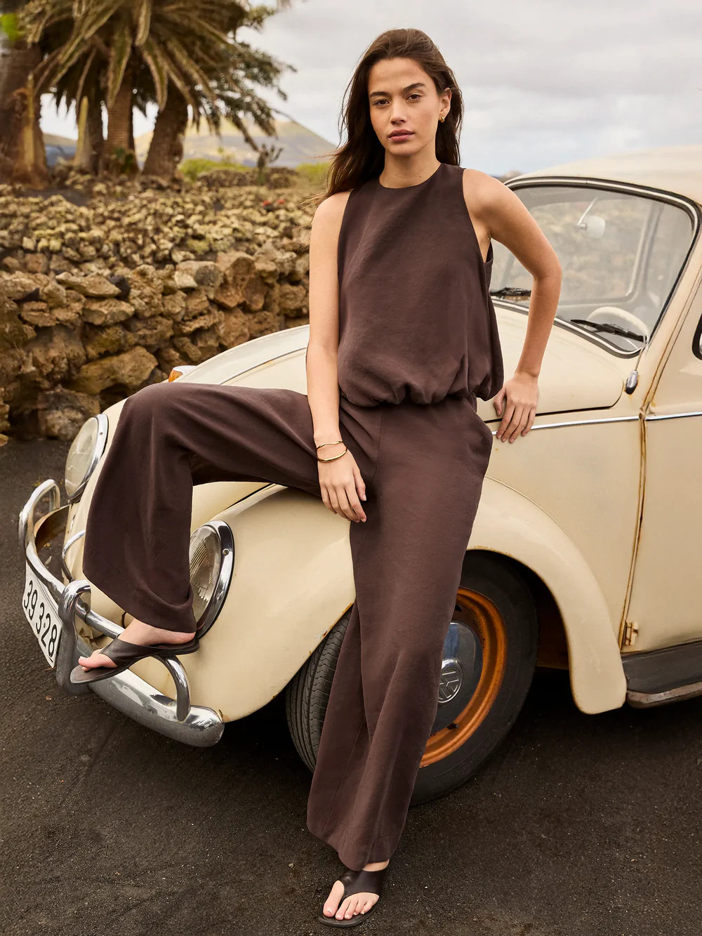 Brown Modal Bubble Hem Top | Ro&Zo