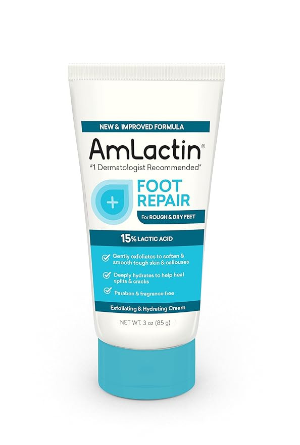 AmLactin Foot Repair Cream - 3 oz Cream for Dry Cracked Heels with 15% Lactic Acid - Exfoliator a... | Amazon (US)