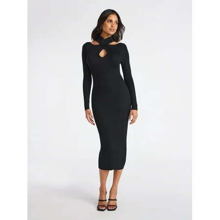 Sofia by Sofia Vergara Women s and Women s Plus Size Twist Front Sweater Dress Mid Calf Length Sizes XS-4X | Walmart (US)