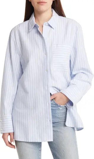 Oversize Stripe Poplin Button-Up Shirt | Nordstrom