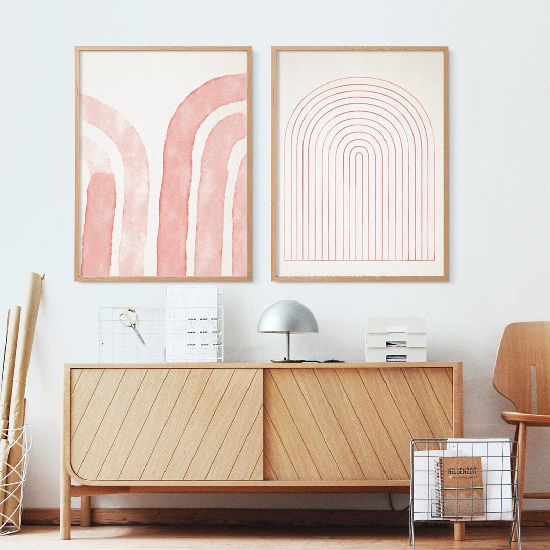Downloadable Two Pink Prints Geometric Printable Set of 2 - Etsy | Etsy (US)