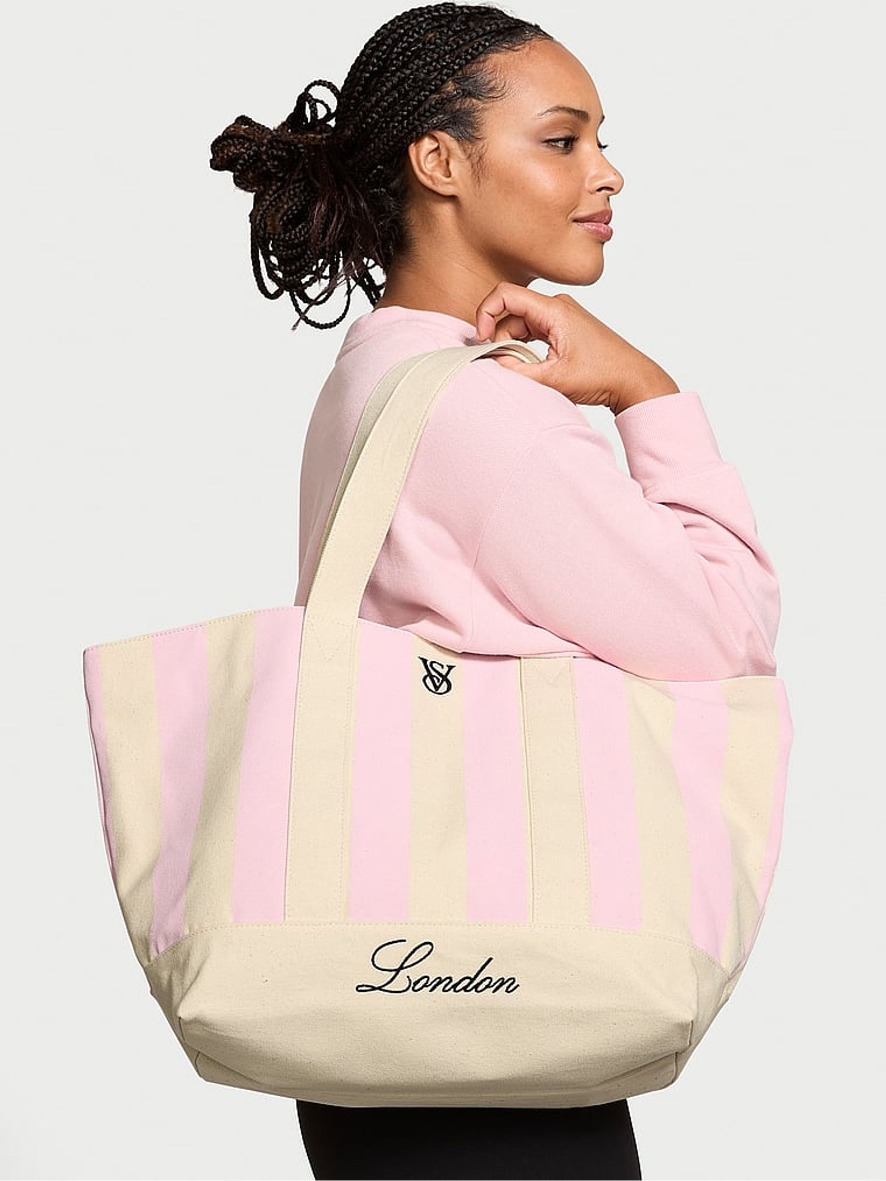 Pink Iconic Stripe London Tote Bag | Victoria's Secret UK