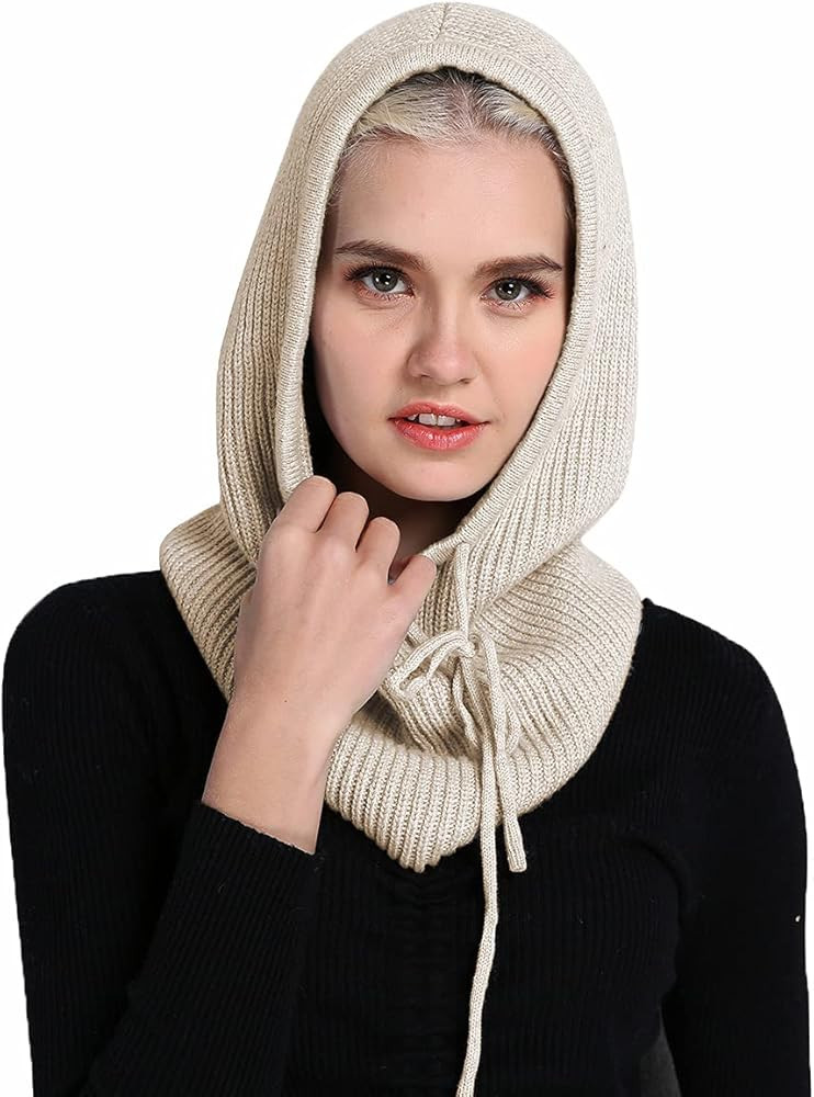 Facecozy Winter Hats for Women, Wool Blend Hooded Scarf Hat for Women Balaclava Knit Skull Cap Be... | Amazon (US)