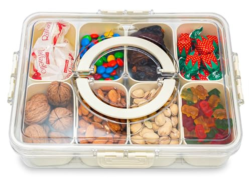 Avaton Snackle Box Container, Divided Serving Tray With Lid, Snack Box Container for Veggie, Fruits, Candy, Nuts, Snacks - Perfect For Picnic, Party | Amazon (US)