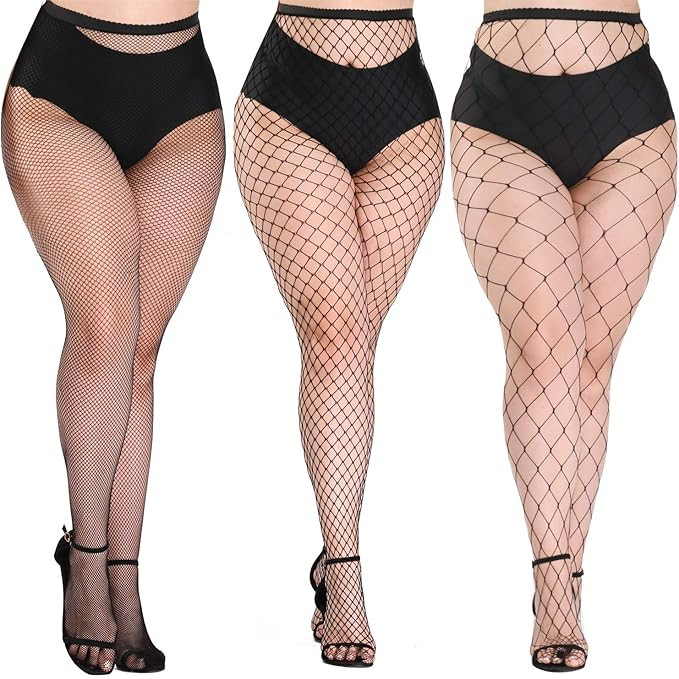 akiido Fishnet Stockings Fishnet Tights Thigh High Stockings Pantyhose High Waist Tights | Amazon (US)