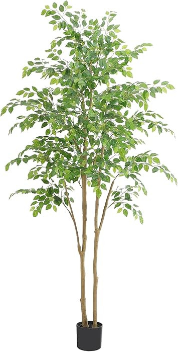 Tall UV Resistant Ficus Tree Artificial，7ft(84in) Realistic Texture Potted Faux Ficus Tree， F... | Amazon (US)