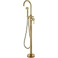 Votamuta Antique Brass Bathroom Floor Mounted Tub Filler Shower Faucet with Hand Sprayer Single H... | Amazon (US)