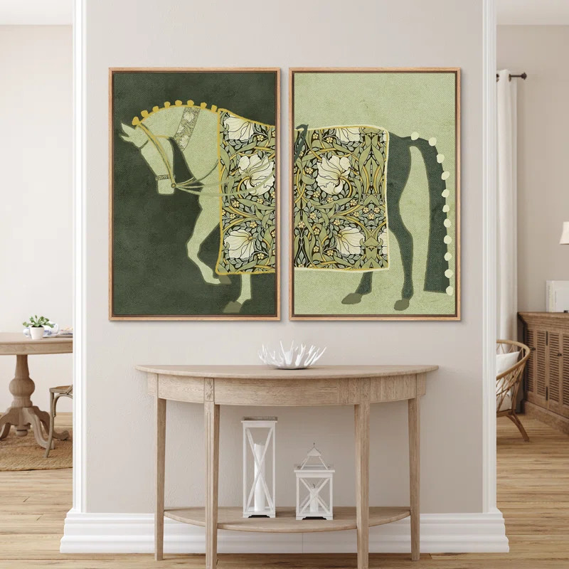 Abstract Green Pimpernel Flower by William Morris Vintage Horse Wall Art Bedroom Decor | Wayfair North America