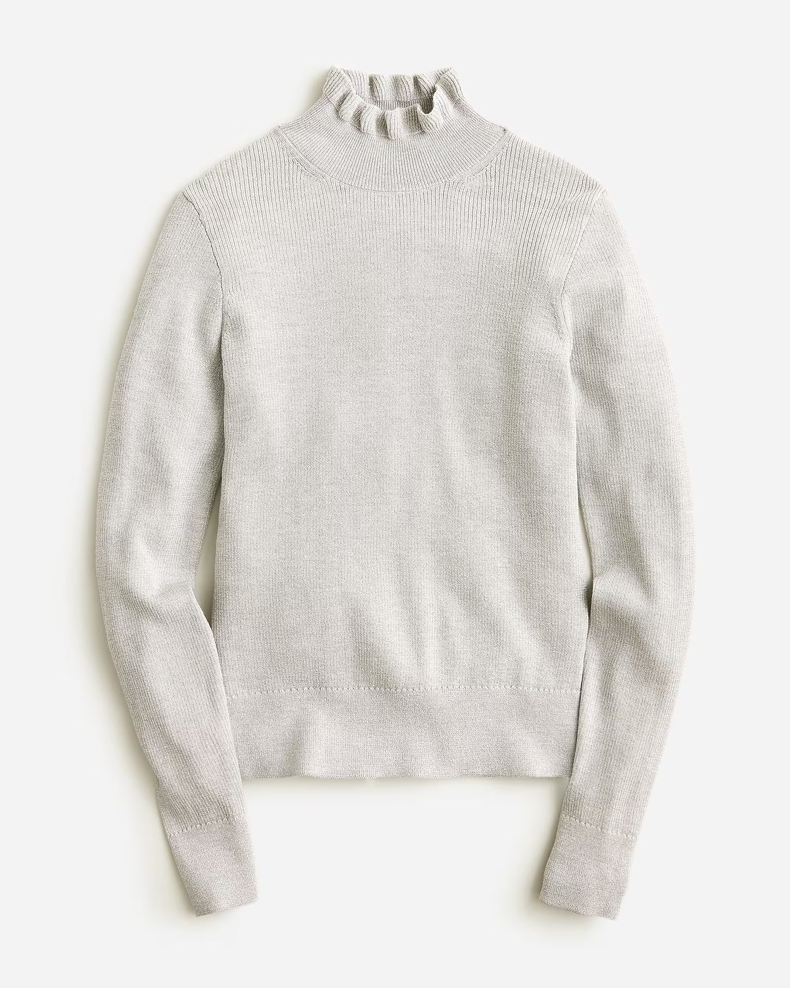 Metallic merino wool ruffleneck sweater | J.Crew US