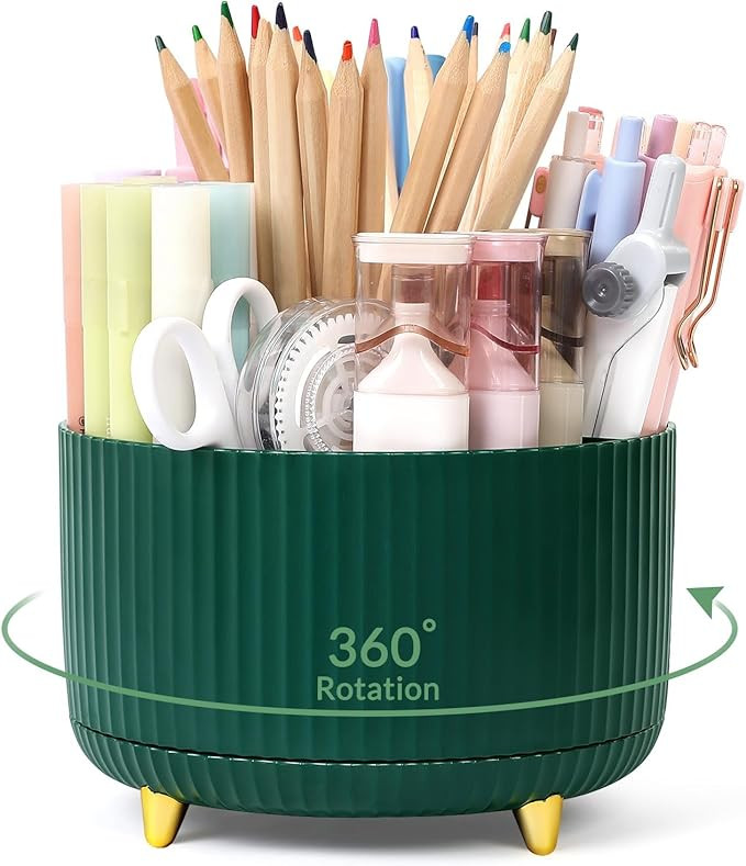 SKYDUE 360 Degree Rotating Desk Organizer, Dual-Purpose Pencil Pen Holder for Desk, Rotating Desk... | Amazon (US)