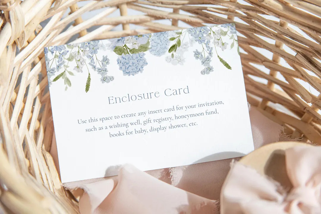 Blue Floral Shower Enclosure Card | Printable Digital Details Template for Bridal Shower, Baby Bo... | Etsy (US)