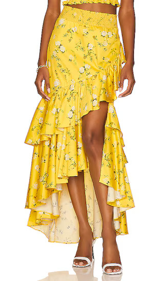 Cristina Wrap Ruffle Skirt in Escape Ditsy Sunbeam | Revolve Clothing (Global)