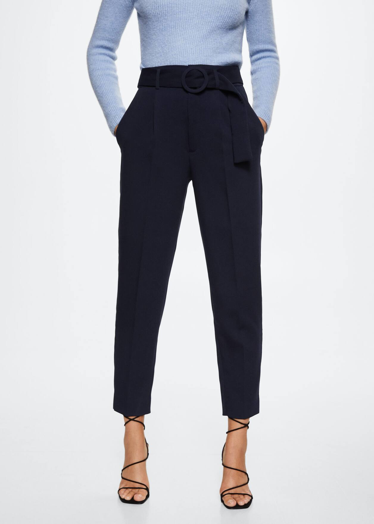 Belt straight-fit pants -  Women | Mango USA | MANGO (US)