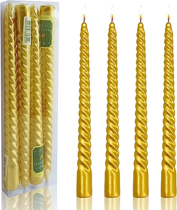 Gedengni Gold Twist Taper Candle, Spiral Taper Candle, Taper Twisted Dinner Dining Table Wedding ... | Amazon (US)