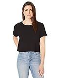 Splendid Women's Crewneck Crop Top T-Shirt, Cass Black, L | Amazon (US)