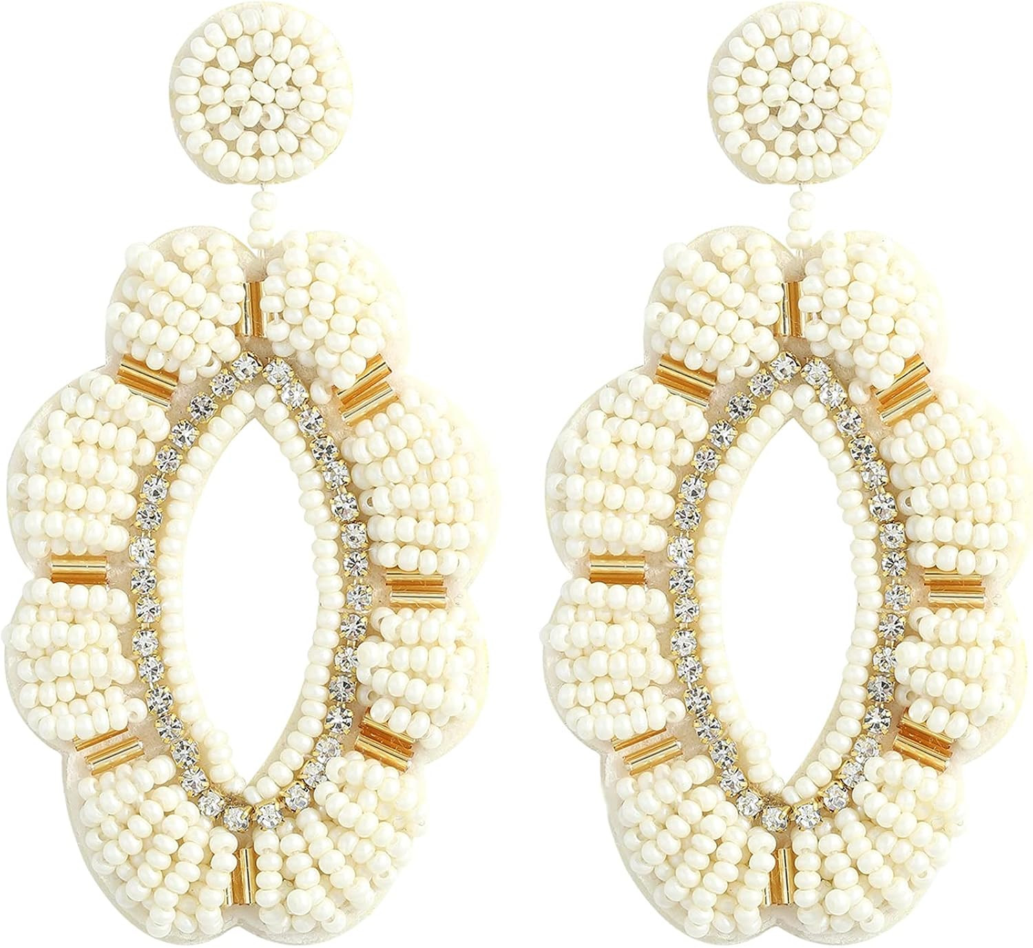 LITRENDY Beaded Earrings Handmade Multicolored Seed Bead Summer Bohemian Tassel Dangle Earrings C... | Amazon (US)