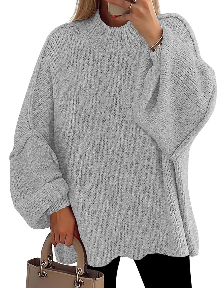 PRETTYGARDEN Women's 2025 Fall Oversized Sweaters Chunky Knit Mock Neck Long Sleeve Casual Trendy... | Amazon (US)