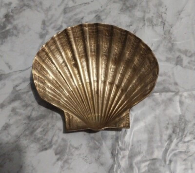 Vintage  Solid Brass Seashell Scallop Shell Soap Trinket Dish   | eBay | eBay US