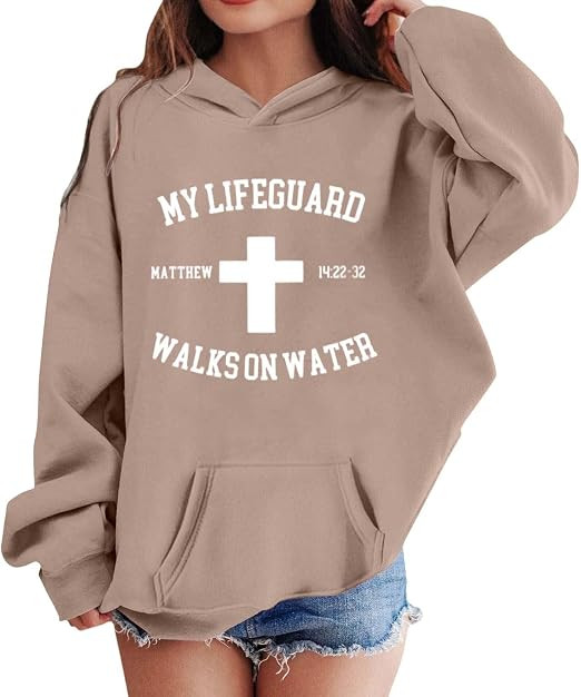 Jesus Hoodies for Teen Girls Trendy Cute Casual Christian Letter Print Sweatshirts Long Sleeve To... | Amazon (US)