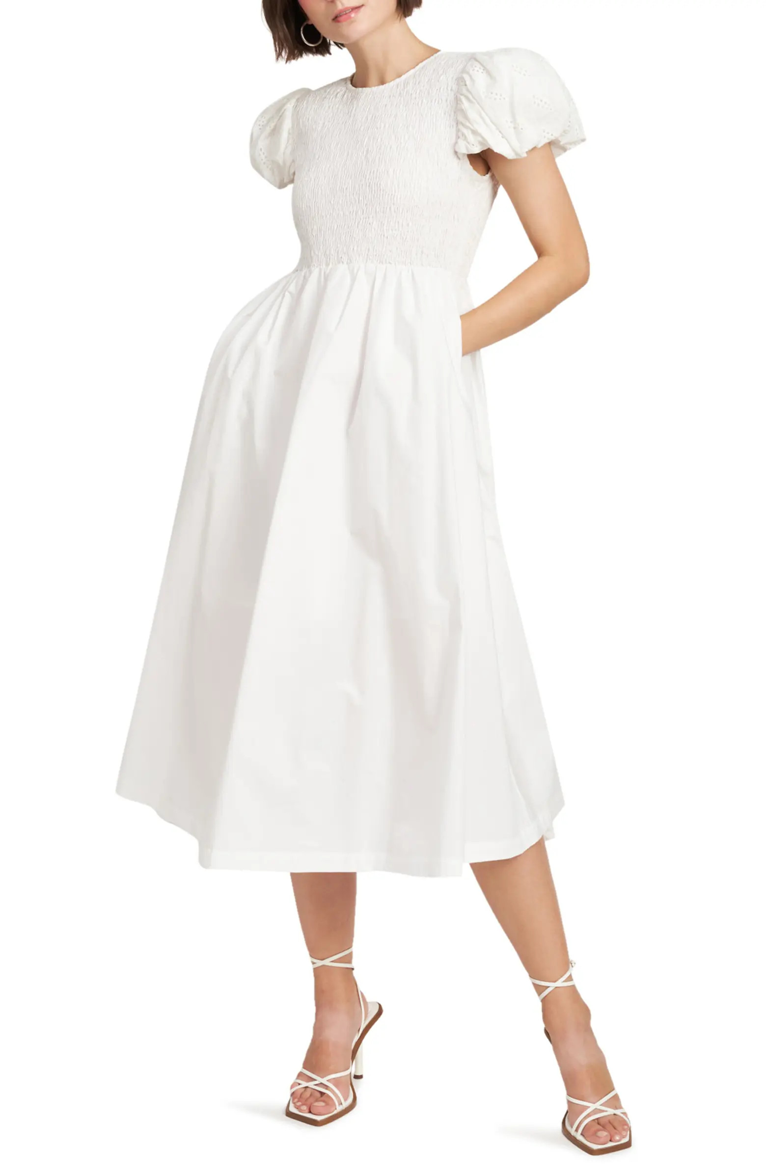 Felice Smock Bodice Cotton Midi Dress | Nordstrom