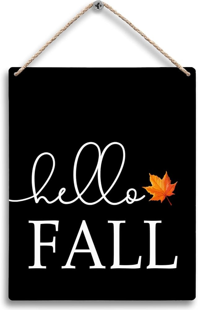 Black Hello Fall Autumn Hanging Wooden Signs 8x10, Hello Fall Sign, Hello Fall Decor, Fall Hangin... | Amazon (US)