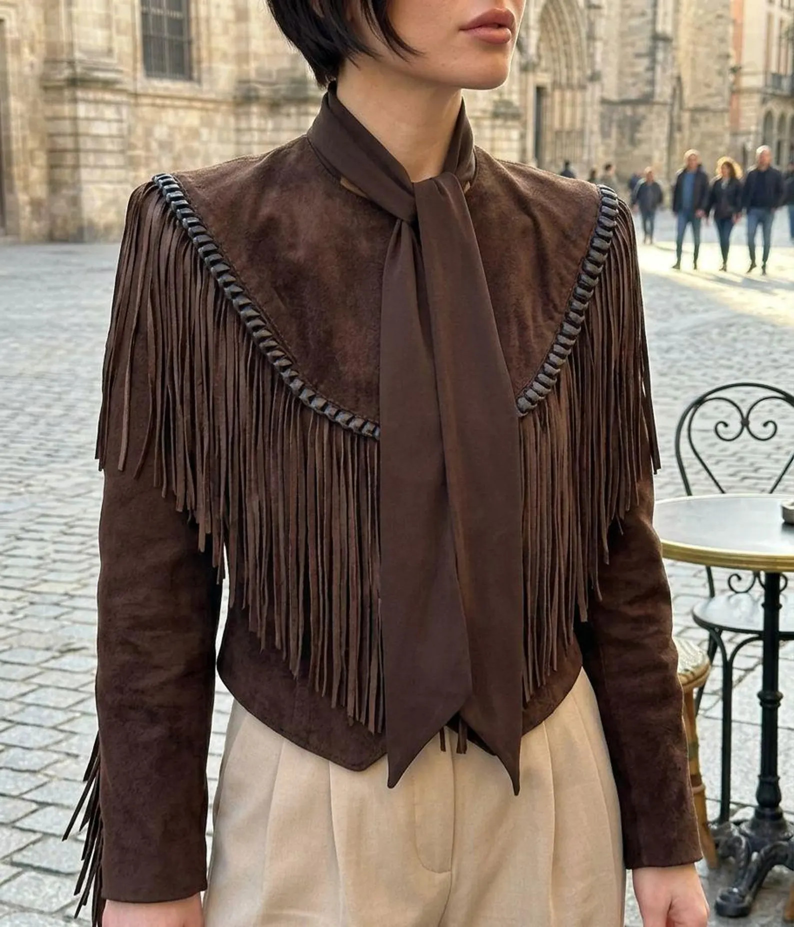 Western Suede Fringe Jacket for Women, Dark Brown Suede Leather Cowgirl Coat, Rodeo Fashion Boho ... | Etsy (Global)
