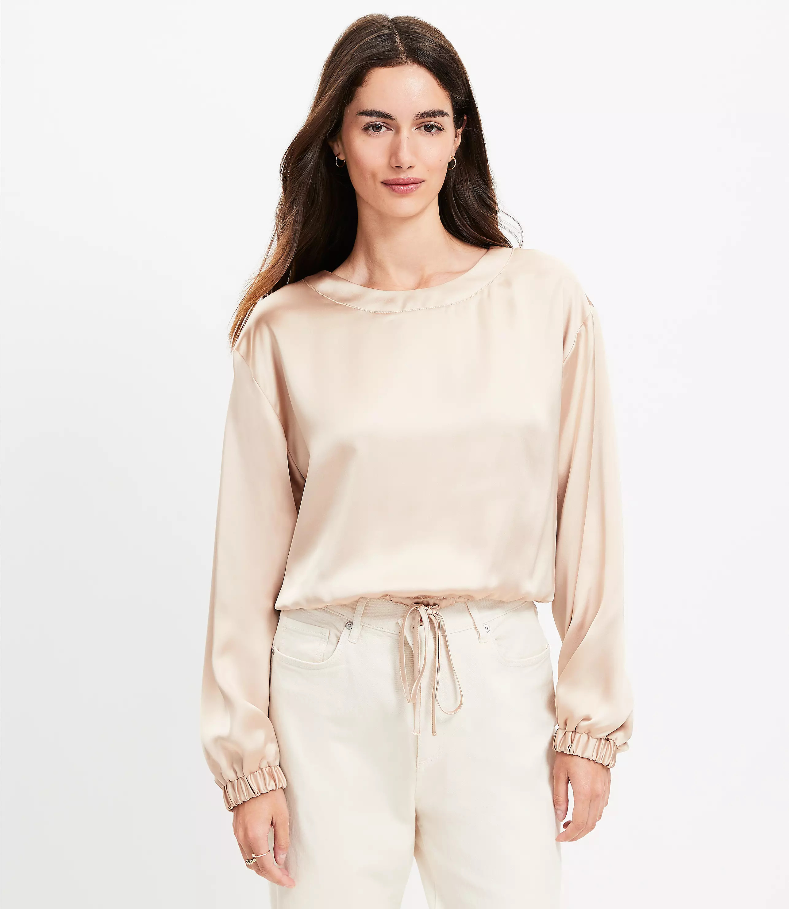 Satin Drawstring Blouse | LOFT